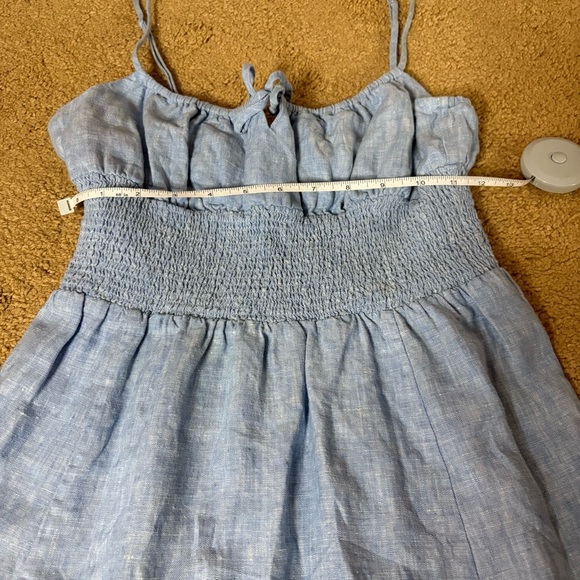 Aritzia Wilfred 100% Organic Linen Genoa Linen Midi Dress in Blue Size Medium - Picture 9 of 9